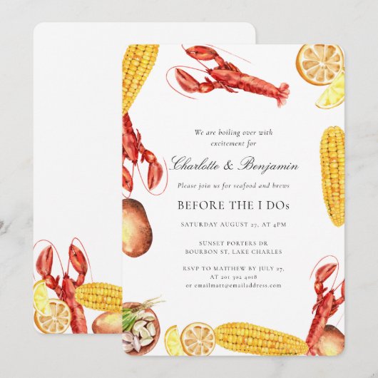 Elegant Script Engagement Party 招待状 (正面/裏面)