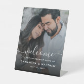 Elegant Script Engagement Party Welcome Sign 台座サイン (正面)