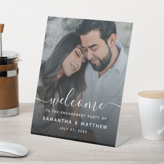 Elegant Script Engagement Party Welcome Sign 台座サイン (インサイチュ)
