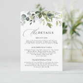 Elegant Script Eucalyptus Greenery QR Code Wedding エンクロージャーカード (スタンド正面)
