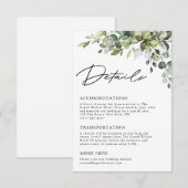 Elegant Script Eucalyptus Greenery Wedding Details エンクロージャーカード (正面/裏面)