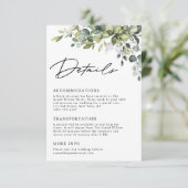 Elegant Script Eucalyptus Greenery Wedding Details エンクロージャーカード (スタンド正面)