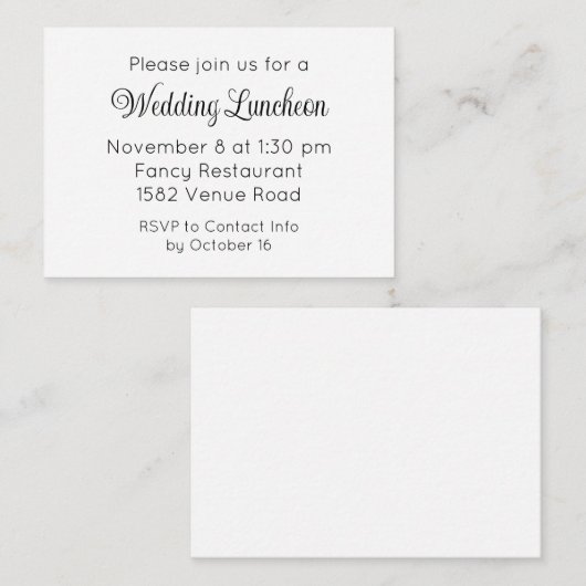 Elegant Script Extra Wedding Event Invitation エンクロージャーカード (正面/裏面)