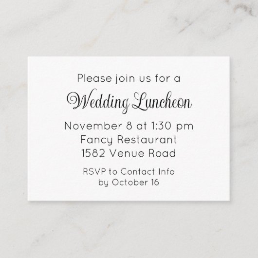 Elegant Script Extra Wedding Event Invitation エンクロージャーカード (正面)