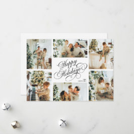 Elegant Script & Family Photo Collage Christmas シーズンカード
