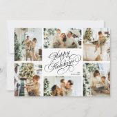 Elegant Script & Family Photo Collage Christmas シーズンカード (正面)
