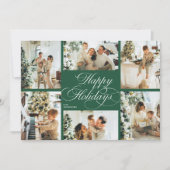 Elegant Script & Family Photo Collage Christmas シーズンカード (正面)