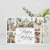 Elegant Script & Family Photo Collage Christmas シーズンカード (スタンド正面)
