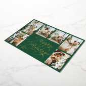 Elegant Script & Family Photo Collage Christmas 箔シーズンカード (回転した状態)
