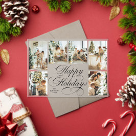 Elegant Script Family Photo Collage Christmas Card アクリル招待状