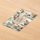 Elegant Script Family Photo Collage Christmas Card アクリル招待状 (レイダウン)