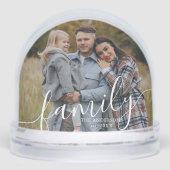 Elegant Script "Family" Photo Snow Globe (正面)