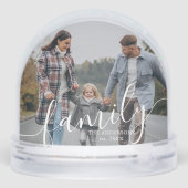 Elegant Script "Family" Photo Snow Globe (裏面)
