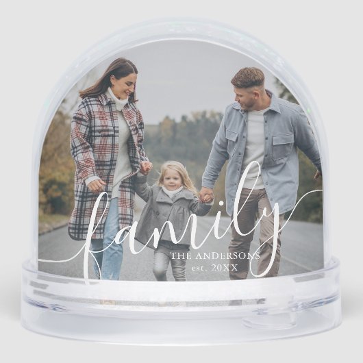 Elegant Script "Family" Photo Snow Globe (裏面)