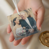 Elegant Script Father of the Bride Photo Keepsake ガラスオーナメント