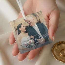 Elegant Script Father of the Bride Photo Keepsake ガラスオーナメント