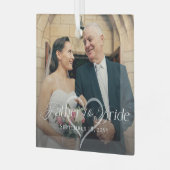 Elegant Script Father of the Bride Photo Keepsake ガラスオーナメント (正面左)