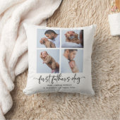 Elegant Script First Fathers Day 5 Photo Collage クッション (ブランケット)