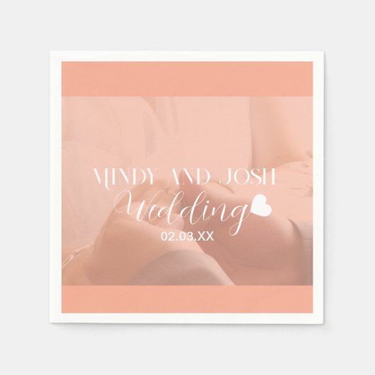 Elegant Script floating heart Photo スタンダードカクテルナプキン (正面)