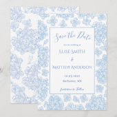 Elegant Script Floral Wedding Save The Date Card 招待状 (正面/裏面)