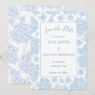 Elegant Script Floral Wedding Save The Date Card 招待状