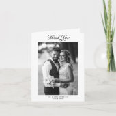 Elegant Script Folded Wedding Photo サンキューカード (正面)