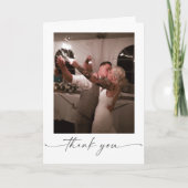 Elegant Script Folded Wedding Thank You Card サンキューカード (正面)