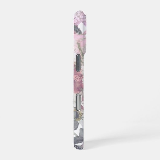 Elegant Script Font Custom Name Soft Floral  iPhoneケース (右側面)