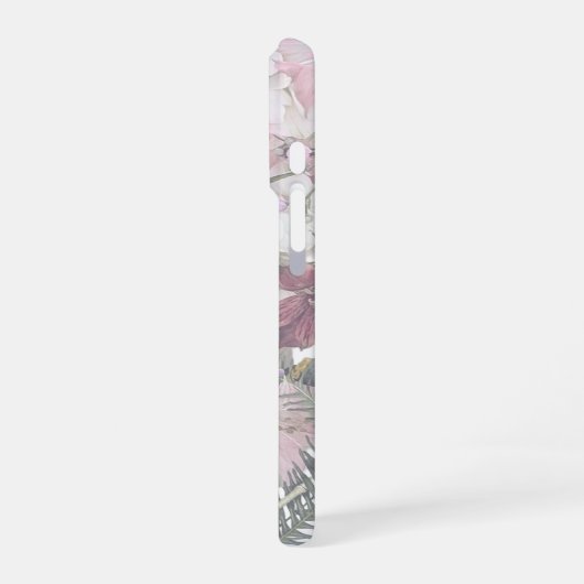 Elegant Script Font Custom Name Soft Floral  iPhoneケース (左側面)