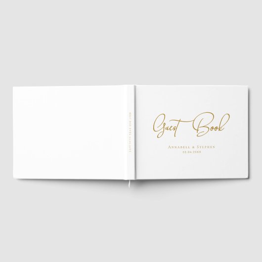 Elegant Script Font White Wedding  ゲストブック (全面)