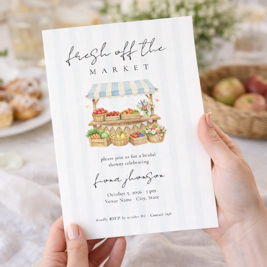 Elegant Script Fresh Off the Market Bridal Shower 招待状