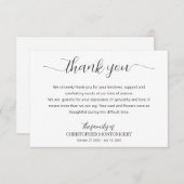 Elegant Script Funeral サンキューカード (正面/裏面)