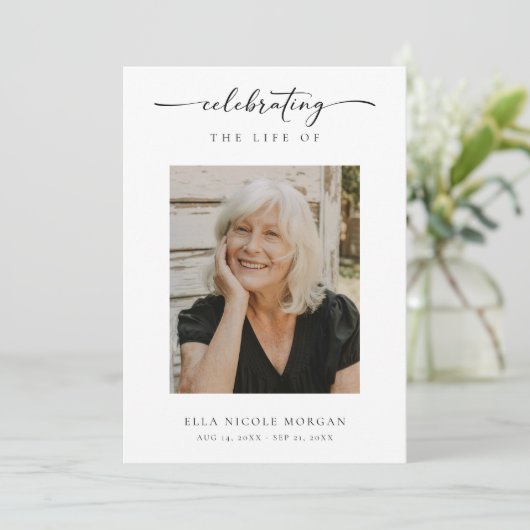 Elegant Script Funeral Ceremony Service With Photo プログラム (スタンド正面)