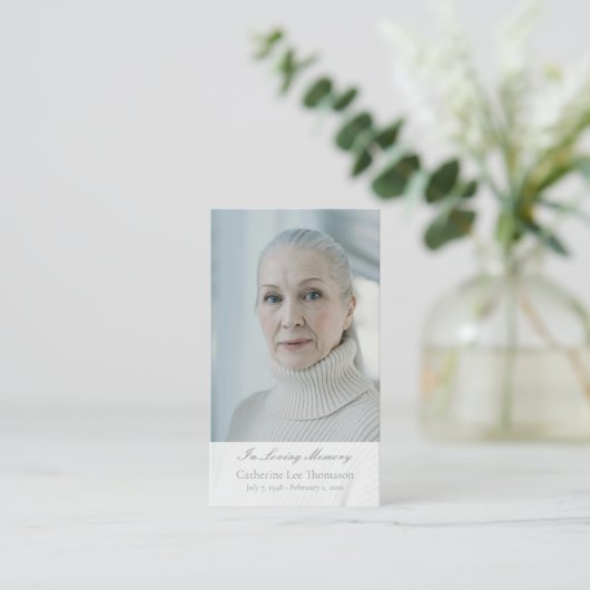 Elegant Script Funeral Photo Prayer Cards 名刺 (スタンド正面)