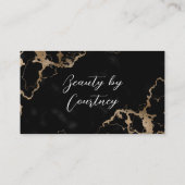 Elegant Script Gold & Black Marble Beauty Salon 予約カード (裏面)