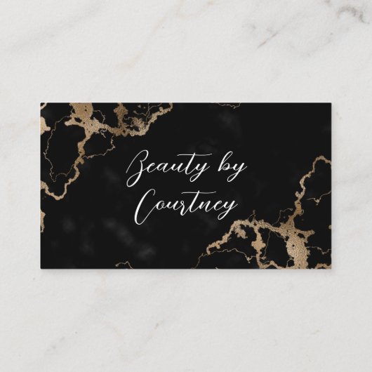Elegant Script Gold & Black Marble Beauty Salon 予約カード (裏面)