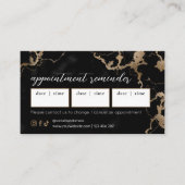 Elegant Script Gold & Black Marble Beauty Salon 予約カード (正面)