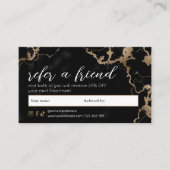 Elegant Script Gold & Black Marble Beauty Salon 紹介カード (正面)