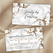 Elegant Script Gold Marble Beauty Salon Hair Spa 予約カード