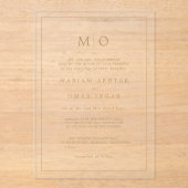 Elegant Script Gold Monogram アクリル招待状 (正面)