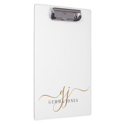 Elegant Script Gold Monogram Initials Name  クリップボード (右)