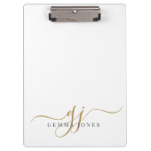 Elegant Script Gold Monogram Initials Name  クリップボード (正面)