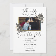 Elegant Script Gothic Floral Photo Wedding