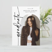 Elegant Script Grad Arch Photo Collage Graduation 招待状 (スタンド正面)