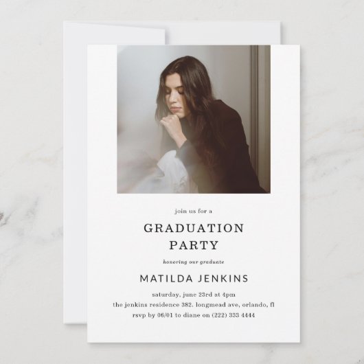 Elegant Script Grad Arch Photo Collage Graduation 招待状 (裏面)