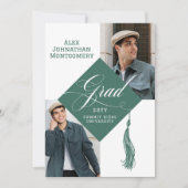 Elegant Script Grad Cap Tassel Graduation Photo 招待状 (正面)