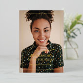 Elegant Script Grad Photo Graduation Announcement 箔招待状 (立ち正面)