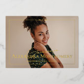 Elegant Script Grad Photo Graduation Announcement 箔招待状 (正面)