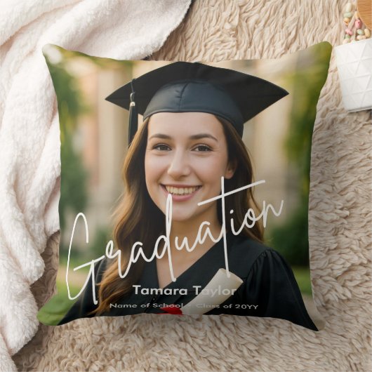 Elegant Script Graduate 2 Photograph Keepsake Thro クッション (ブランケット)