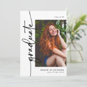 Elegant Script Graduate 4 Photo Collage Graduation 招待状 (スタンド正面)